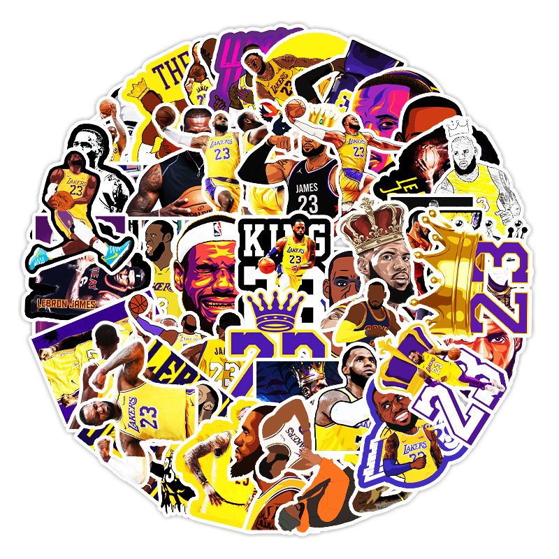 50Pcs Popular Basketball Star James Graffiti Stickers For Bottle Ball Laptop Waterproof Sport Custom DIY Label
