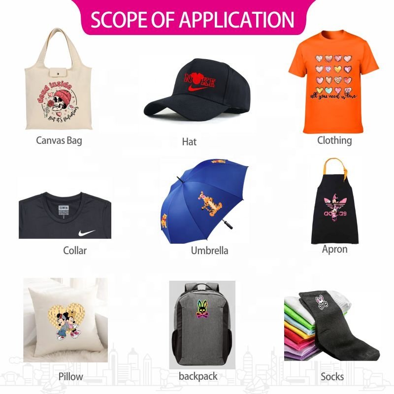 wholesale Hot Sale Custom Fashion Designs Logo Plastisol Printing DTF Ready to Press Heat Transfer Sticker Labels for Clothes