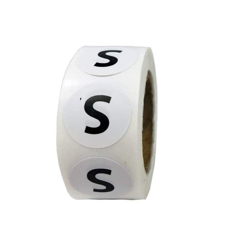 small MOQ custom Round Self Adhesive varied XS S M L XL XXL XXXL Size roll Stickers Labels for Clothing T Shirts Retail
