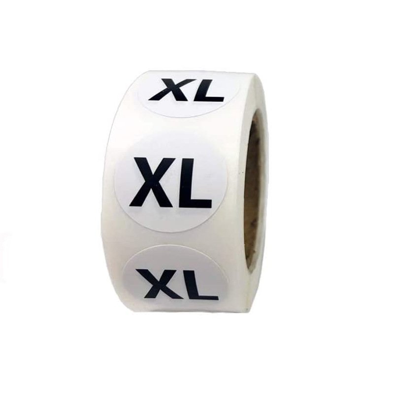 small MOQ custom Round Self Adhesive varied XS S M L XL XXL XXXL Size roll Stickers Labels for Clothing T Shirts Retail