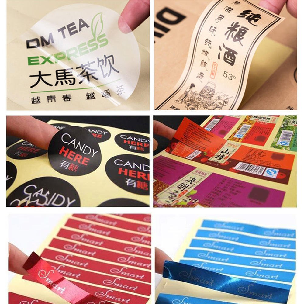 custom pvc private packaging labels sticker black printed logo waterproof round thermal labels sticker