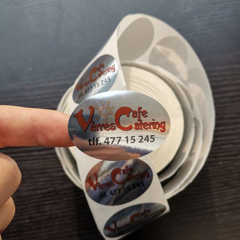 Custom print plastic PET metallic silver sticker