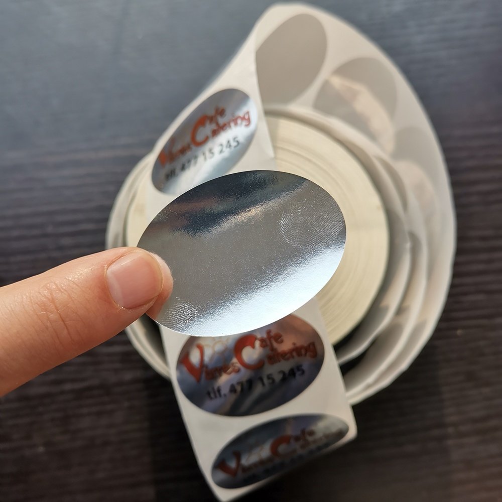 Custom print plastic PET metallic silver sticker