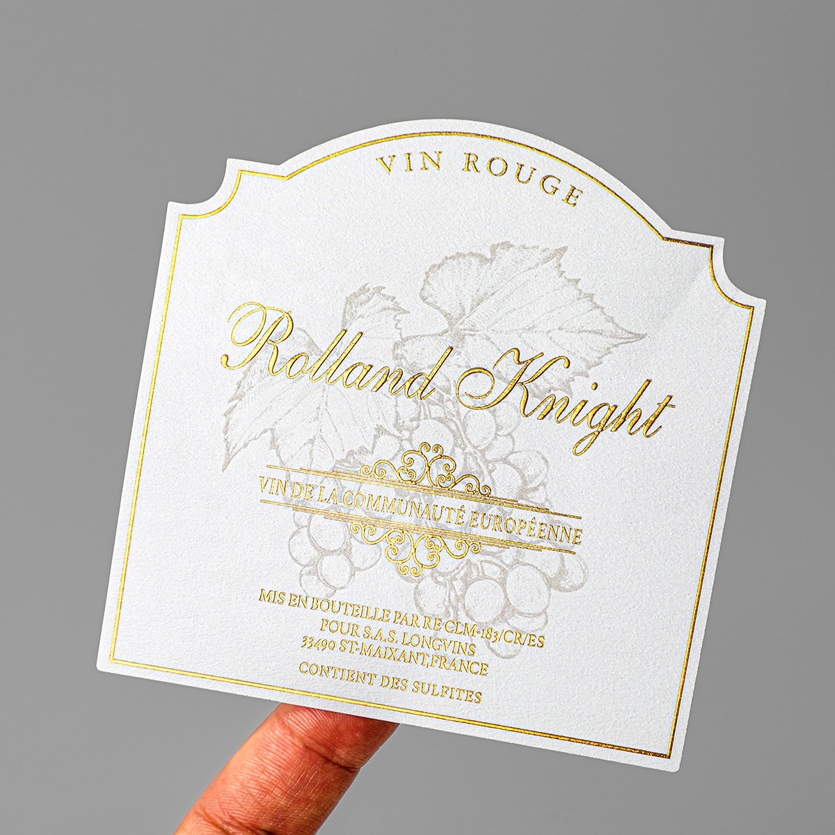 Customized Coated Paper Foil Embossed Wine Bottle Self Adhesive Label Roll Wine Sticker Label