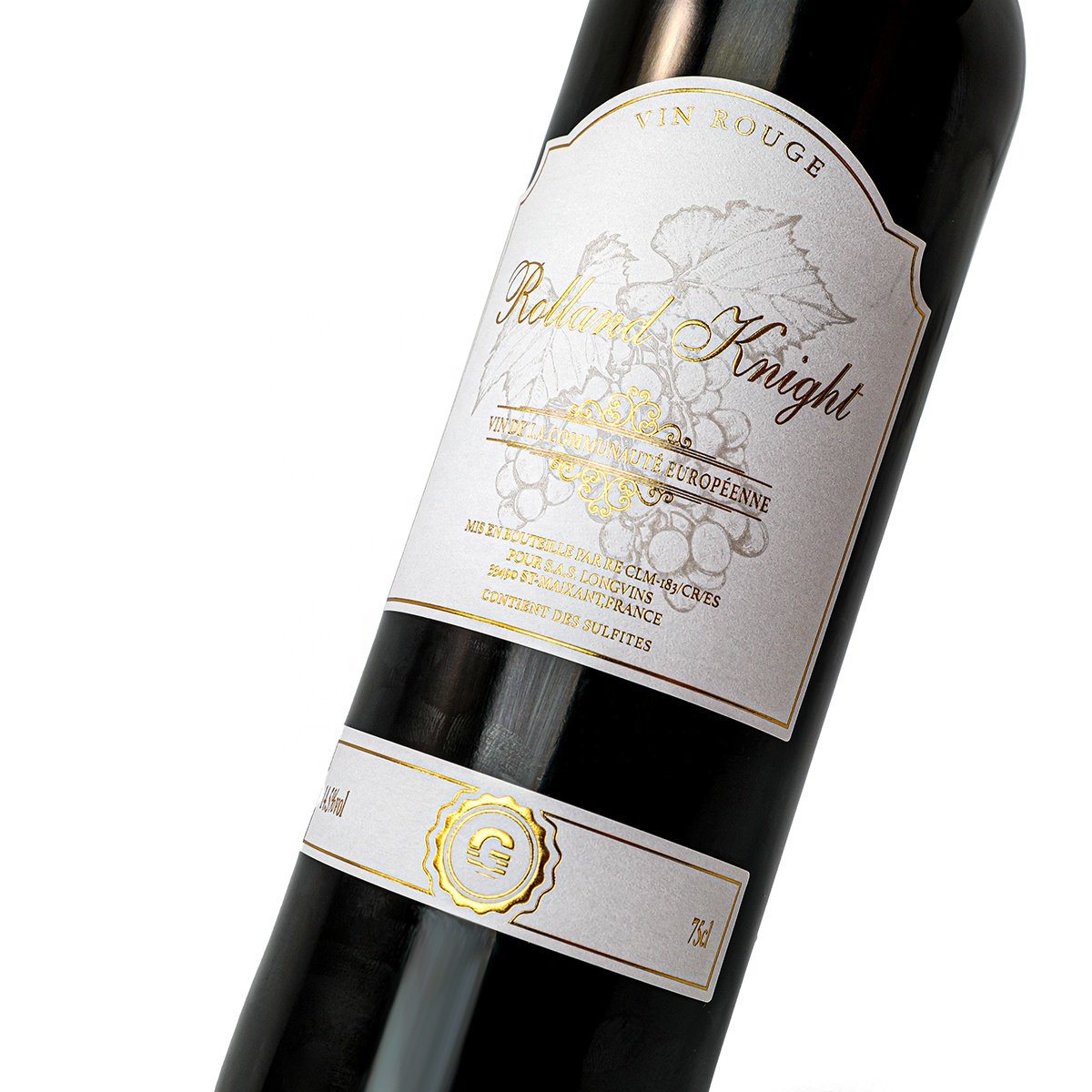 Customized Coated Paper Foil Embossed Wine Bottle Self Adhesive Label Roll Wine Sticker Label