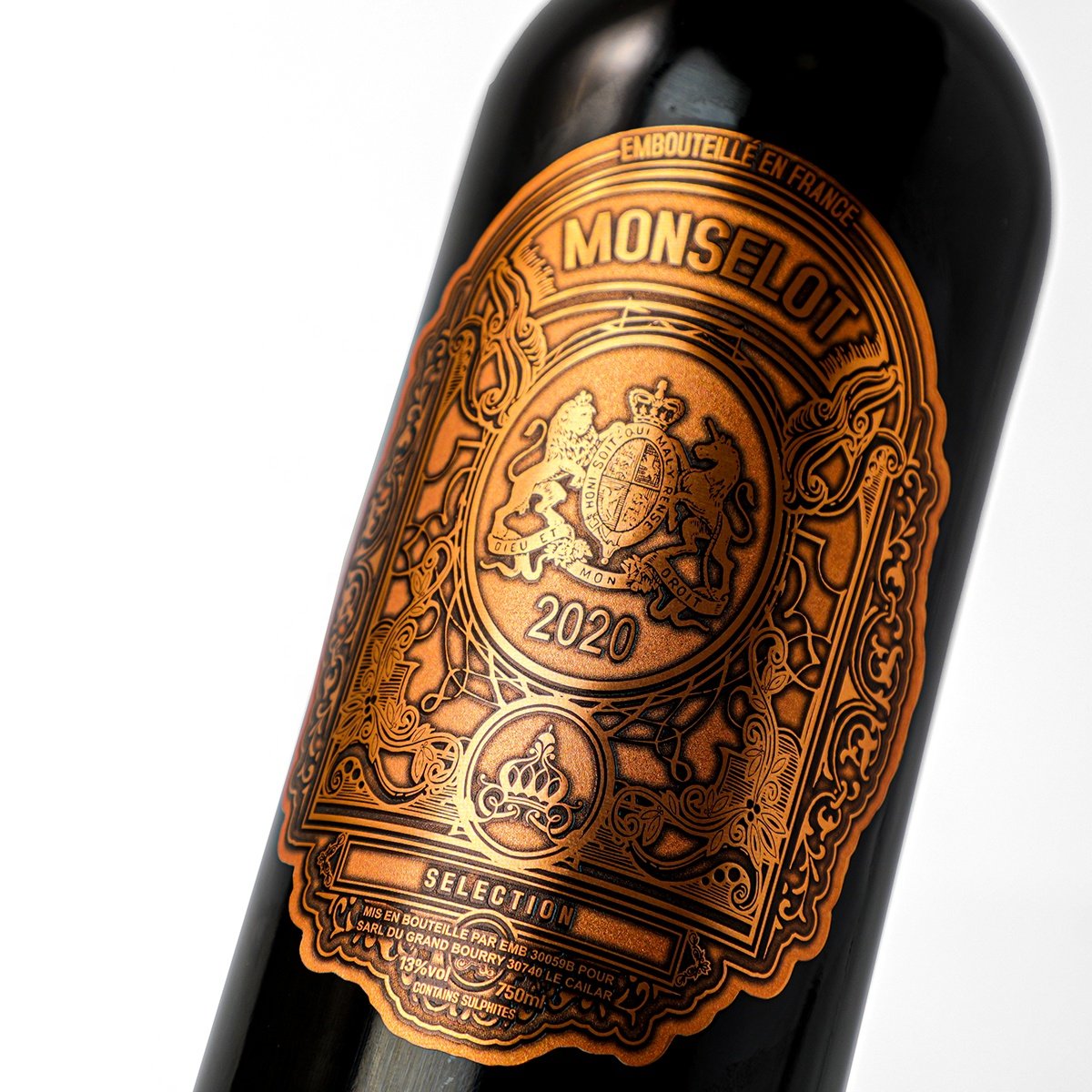 Customized Coated Paper Foil Embossed Wine Bottle Self Adhesive Label Roll Wine Sticker Label