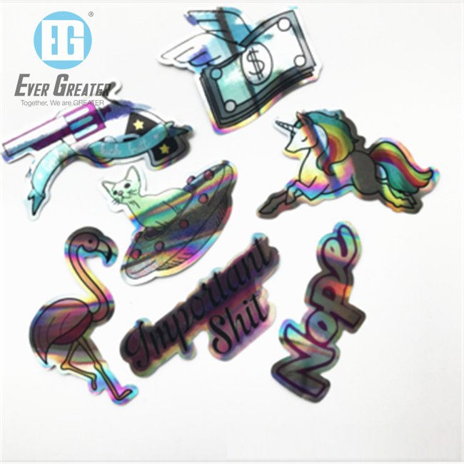 Die Cut Self Adhesive Reflective Rainbow Holographic Labels Custom Hologram Sticker