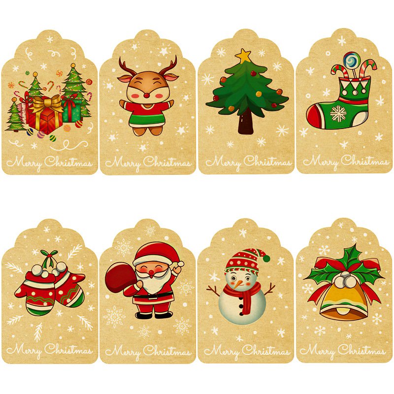 Christmas Stickers Holiday Gift decorations 8 patterns Christmas gift boxes sealed with labels