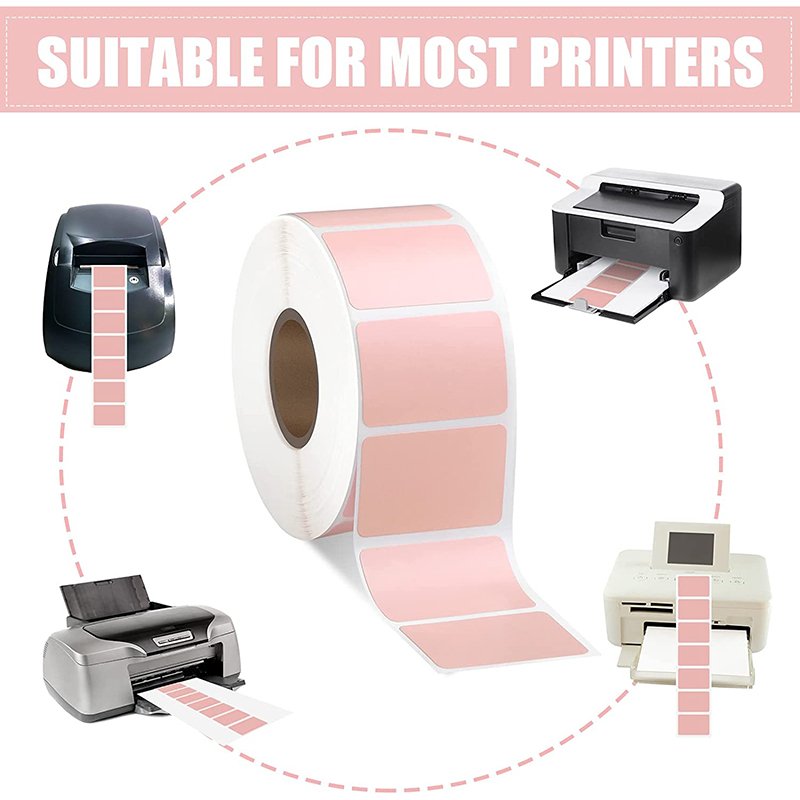 Custom Self Adhesive Round Colored Thermal Label Roll Circle Direct Thermal Sticker Label Pink Circle Stickers
