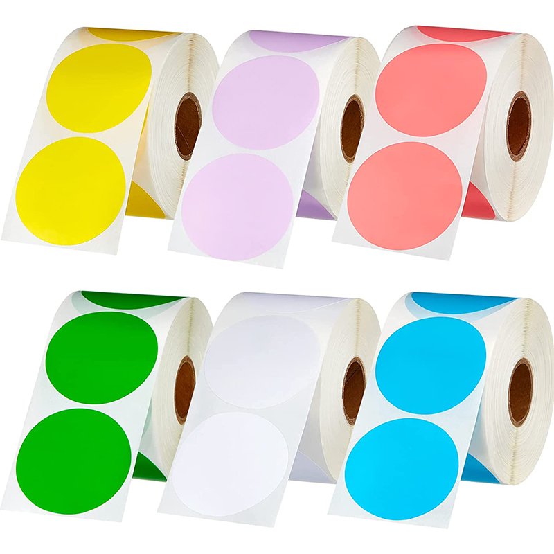 Custom Self Adhesive Round Colored Thermal Label Roll Circle Direct Thermal Sticker Label Pink Circle Stickers