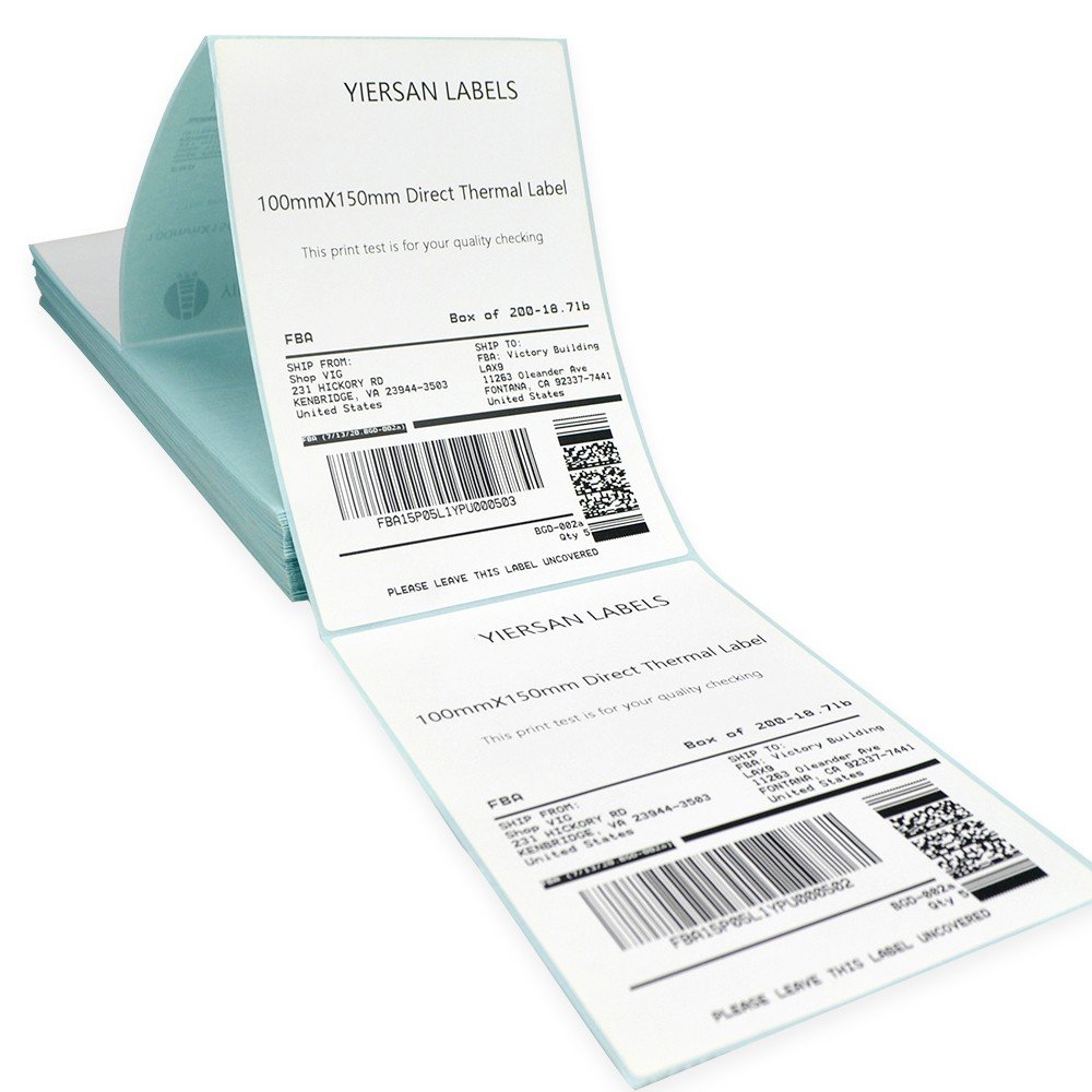 4" x 6" Self Adhesive Printer Direct Thermal Shipping Sticker 4x6 Inch Perforated Fanfold Label