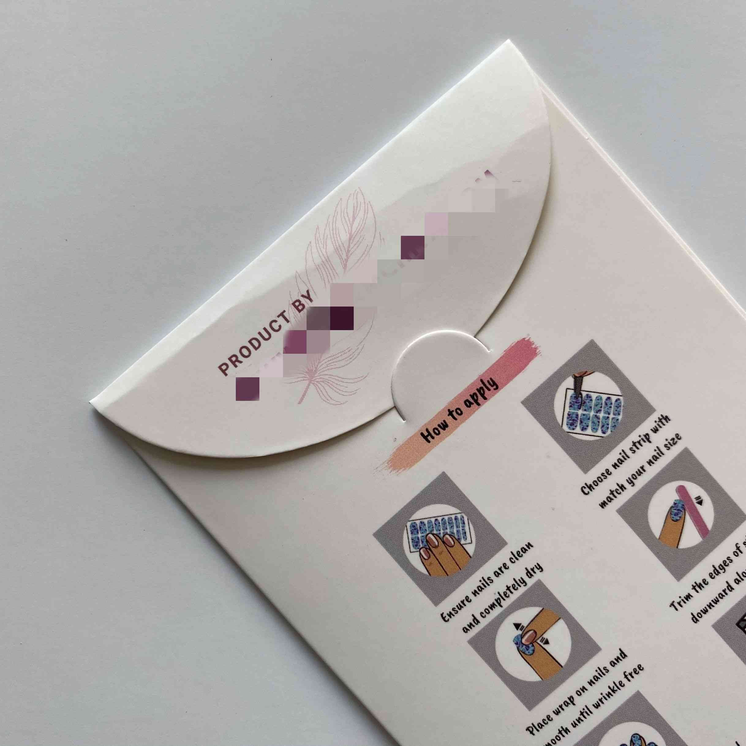 Custom paper envelopes packing for nail art sticker with window Wholesale nail polish strips packaging envelope