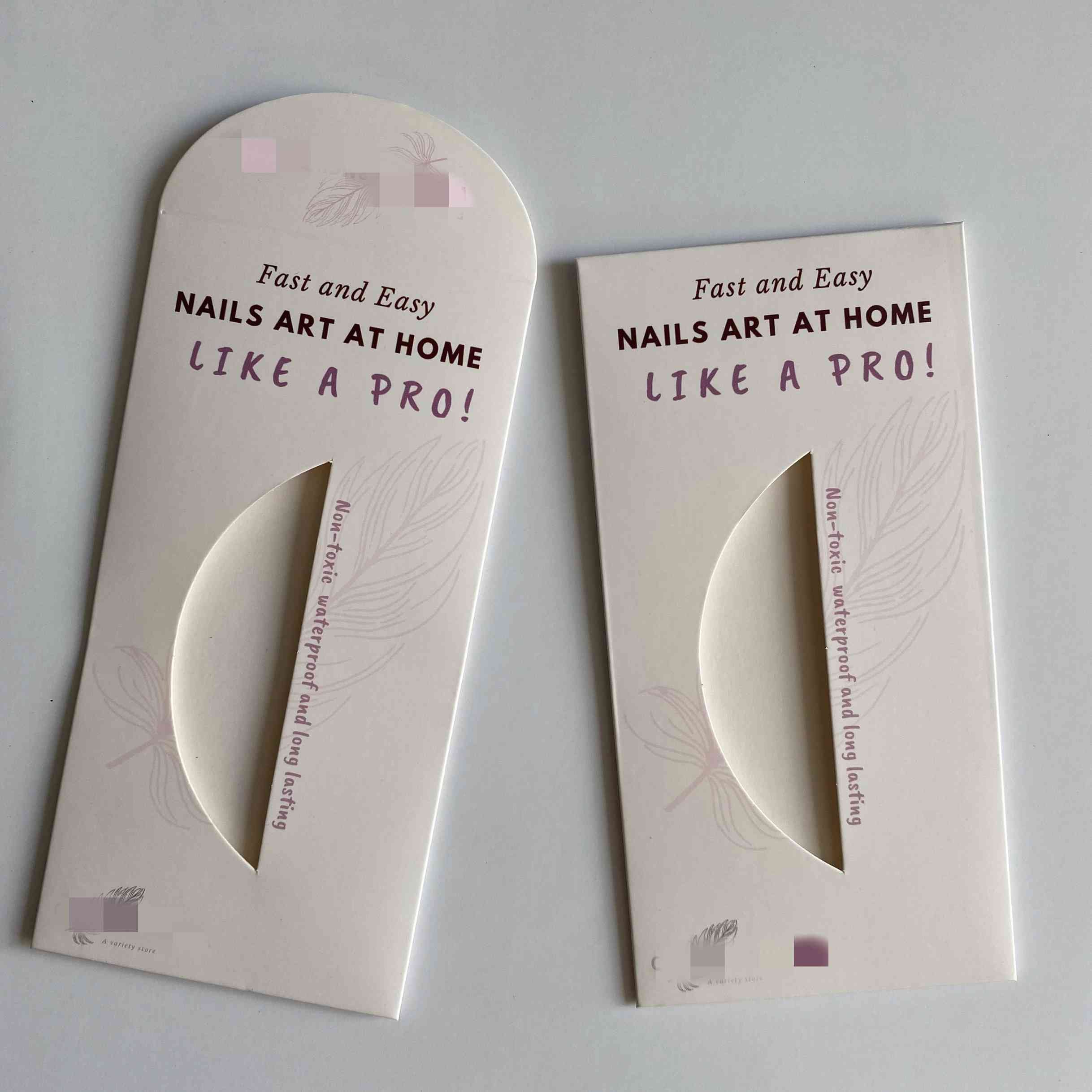 Custom paper envelopes packing for nail art sticker with window Wholesale nail polish strips packaging envelope