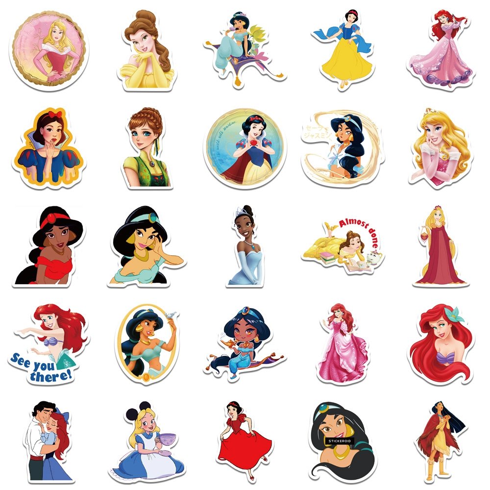 50pcs Kawaii Cartoon Princess Graffiti Sticker Diy Decorated Girl Diary Desk Phone Case Suitcase Waterproof Toy Gift Stickers