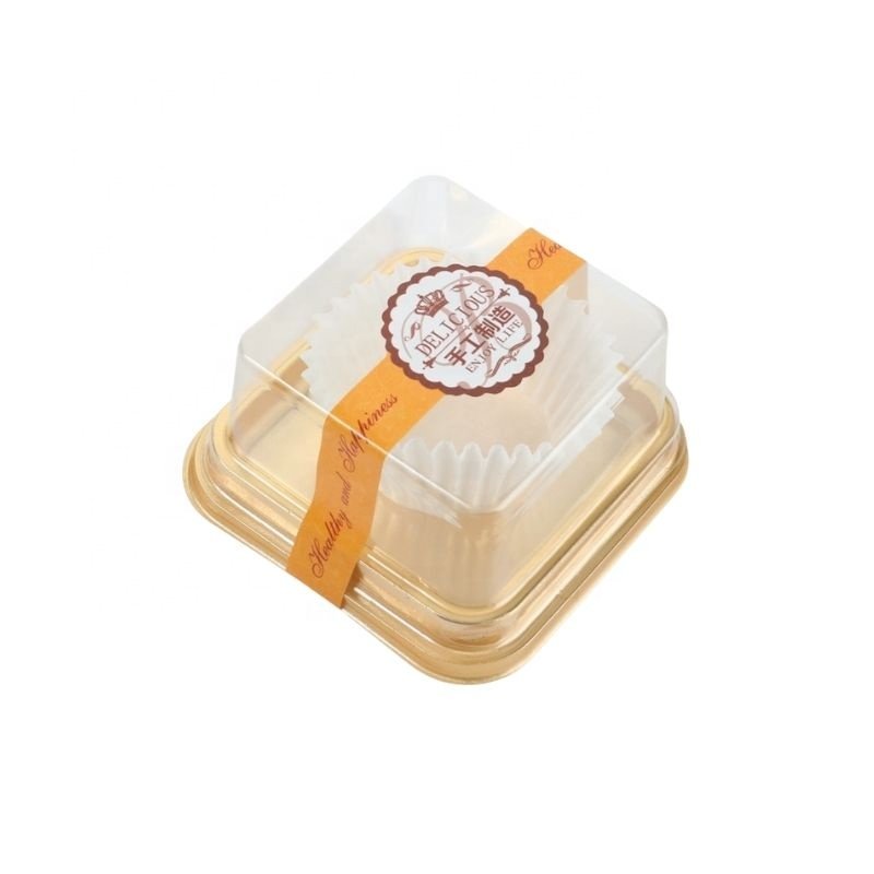 Customized stickers PET Plastic Clear Small Square Dessert Mooncake Packaging Box
