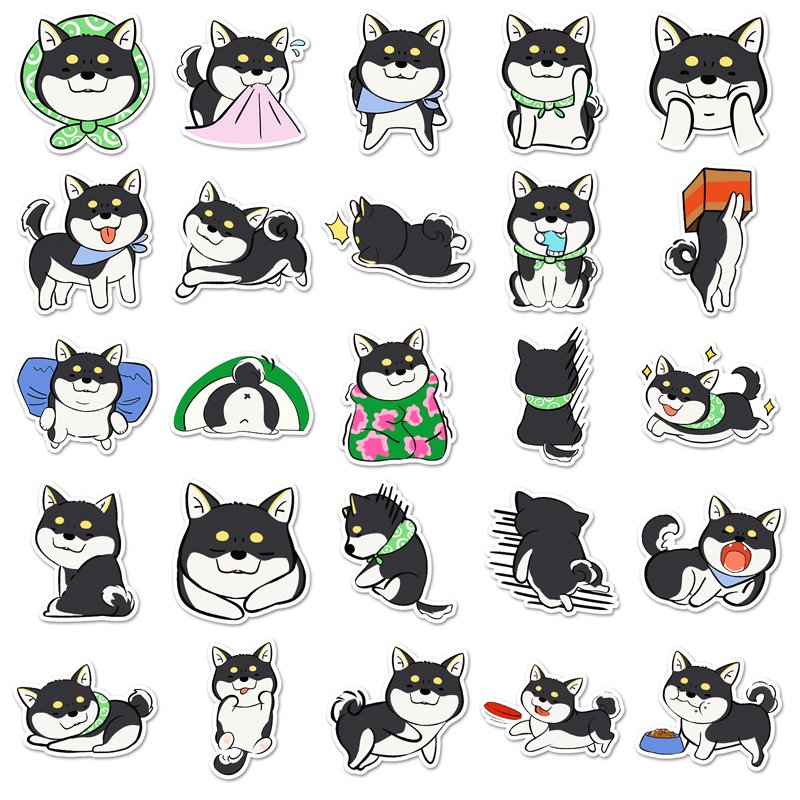 50pcs Factory Wholesale Animal Dog Sticker Decorative Custom Original Black Shiba Inu Sticker