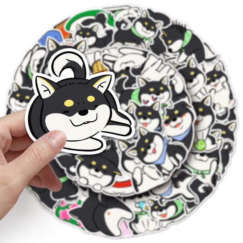 50pcs Factory Wholesale Animal Dog Sticker Decorative Custom Original Black Shiba Inu Sticker