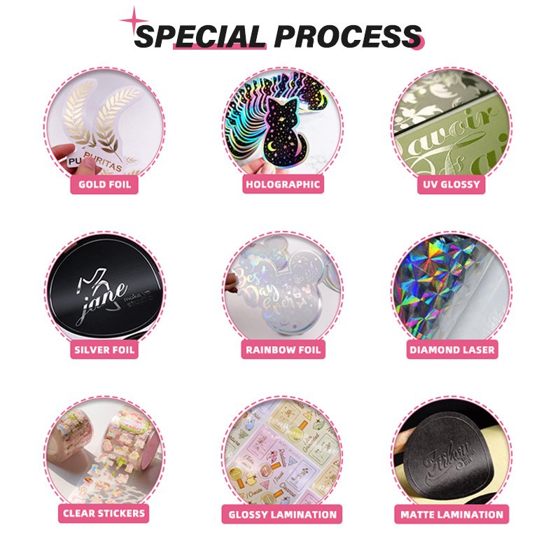 Custom Kawaii Cartoon Sticker Vinyl Waterproof Kiss Cut Holographic Glitter Sticker Decorative Stationary Sticker Sheet