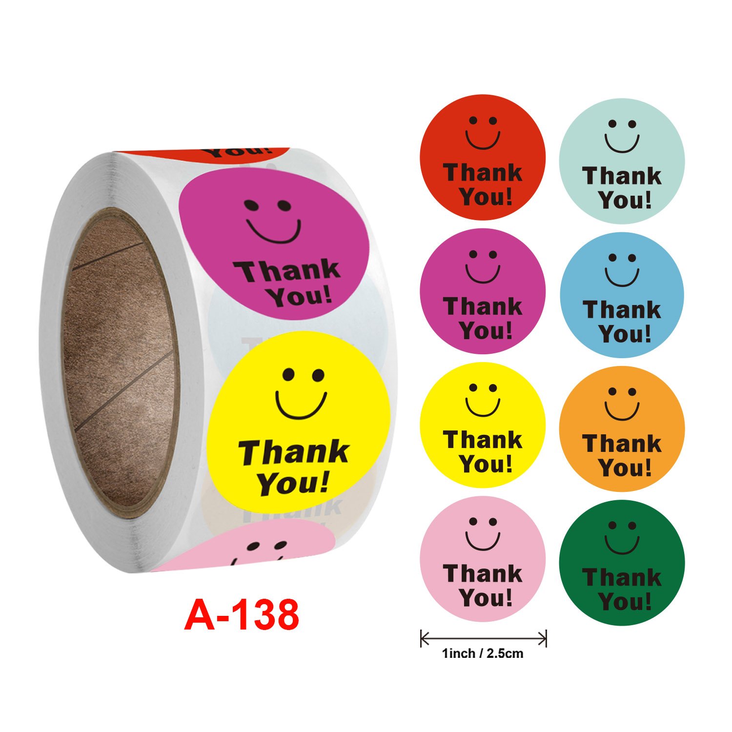 Factory Direct Sales Thank You Sticker Roll Decorative Envelope Label 1-inch Adhesive Customized Printing Label Sticker