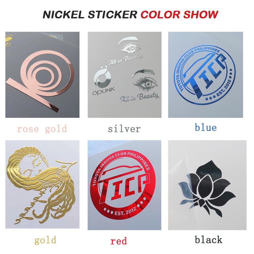 Luxury brand Logo Sticker electroforming nickel stickers 3d uv transfer labels Silver transparent packaging custom