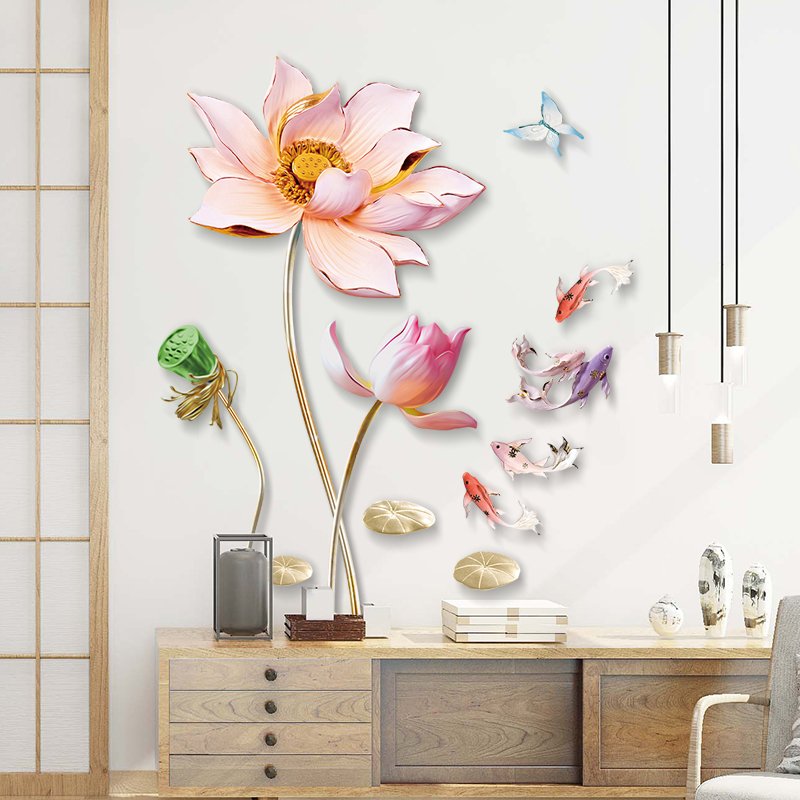 Lotus 3d Flower Wall Stickers forHome House Living Room Bedroom Bathroom Decoration Decor Decals
