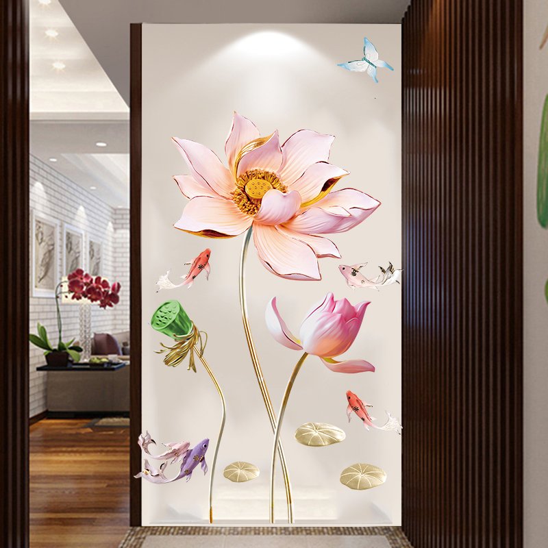 Lotus 3d Flower Wall Stickers forHome House Living Room Bedroom Bathroom Decoration Decor Decals