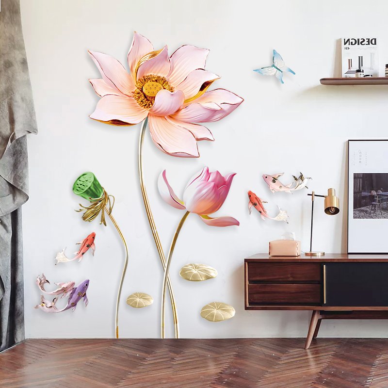 Lotus 3d Flower Wall Stickers forHome House Living Room Bedroom Bathroom Decoration Decor Decals