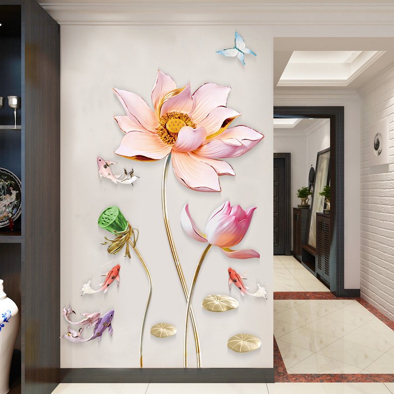 Lotus 3d Flower Wall Stickers forHome House Living Room Bedroom Bathroom Decoration Decor Decals
