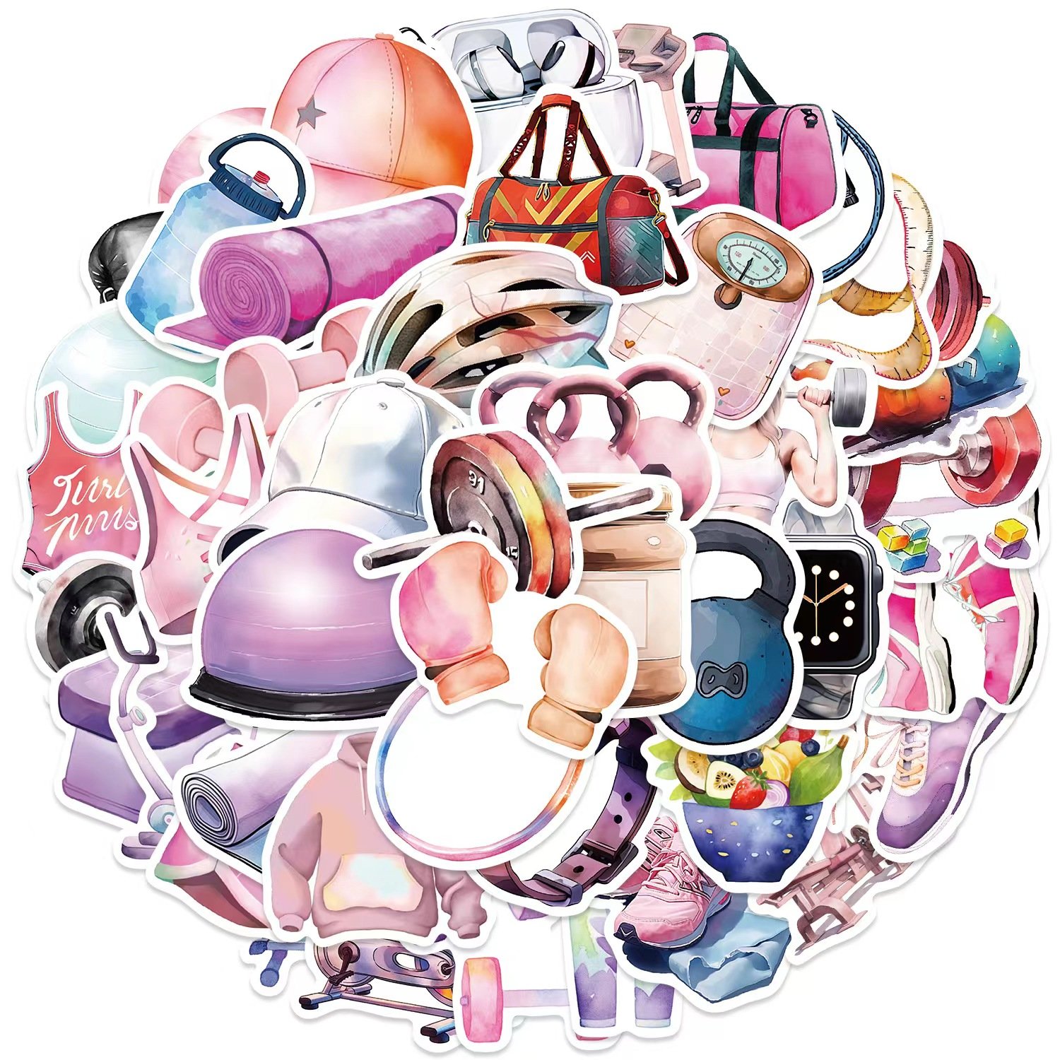 50pcs Fitness equipment PVC waterproof stickers for car bicycle mobile phone laptop notebook water bottle stickers