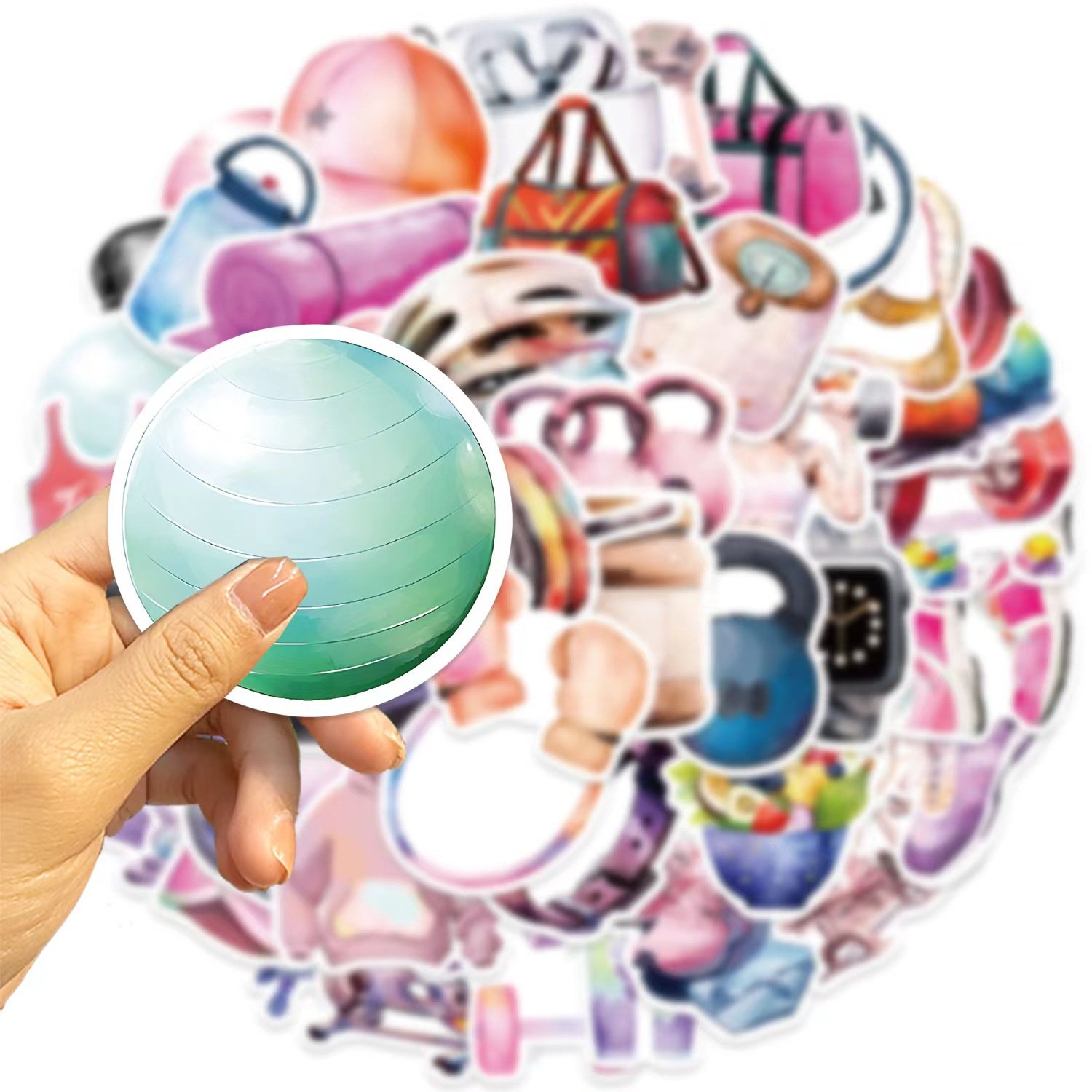 50pcs Fitness equipment PVC waterproof stickers for car bicycle mobile phone laptop notebook water bottle stickers