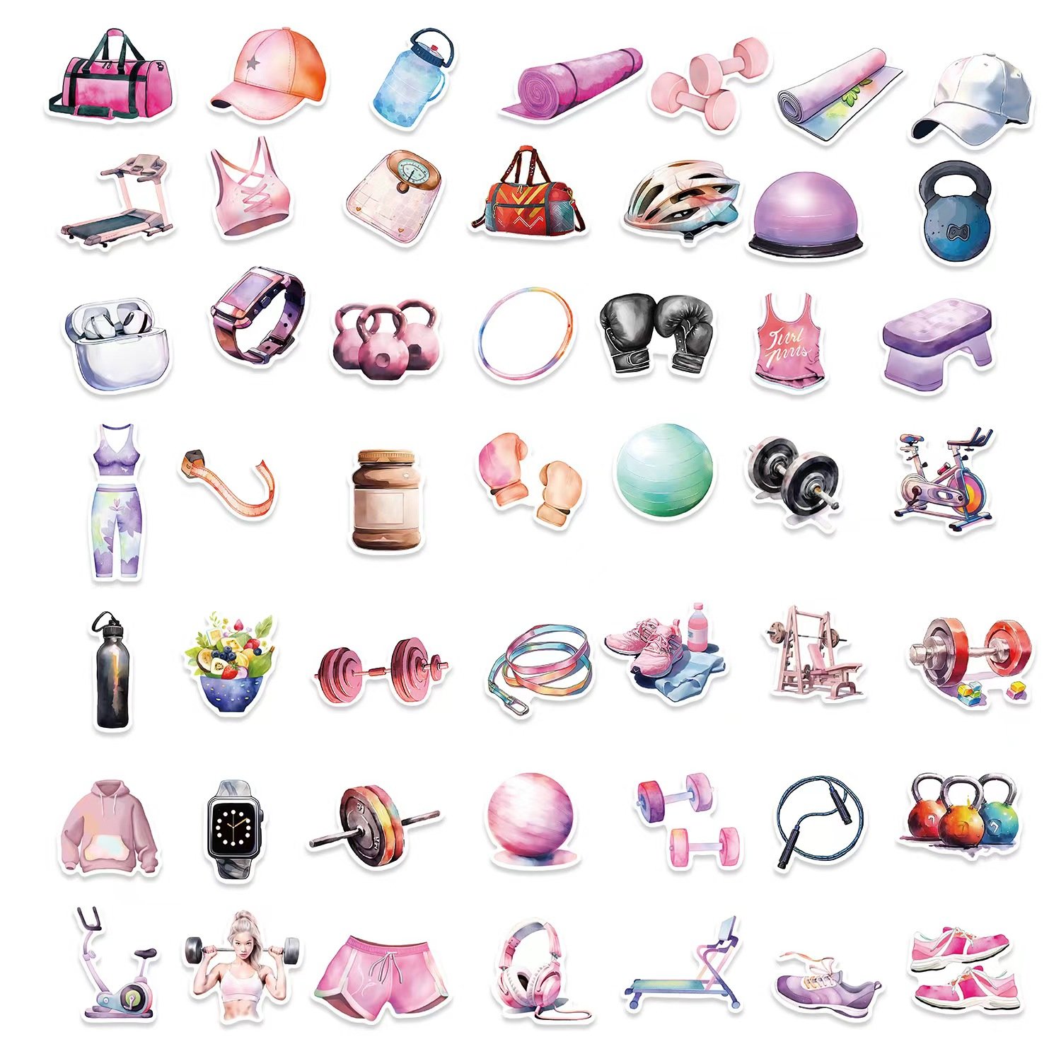 50pcs Fitness equipment PVC waterproof stickers for car bicycle mobile phone laptop notebook water bottle stickers