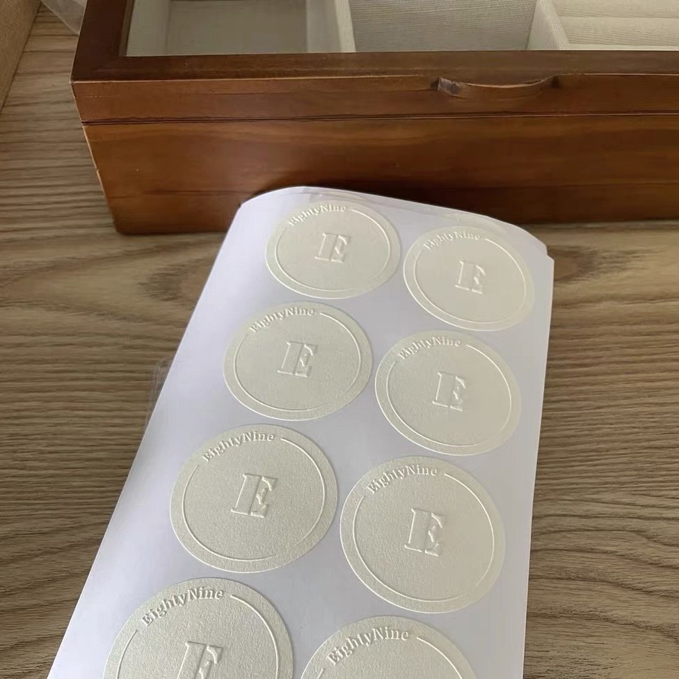 sticker embossed label LOGO printing custom sealing matte sticker Custom adhesive brand logo sticker