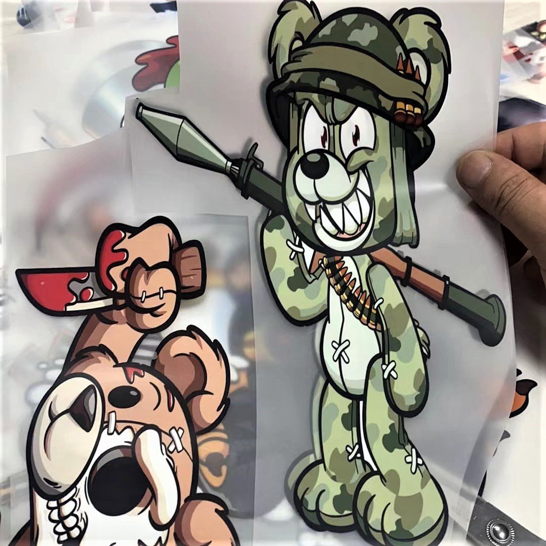 Custom Plastisol Heat Transfer Sticker Label DTF Screen Printing Cartoon Logo DTF Transfer Vinyl for Tshirts