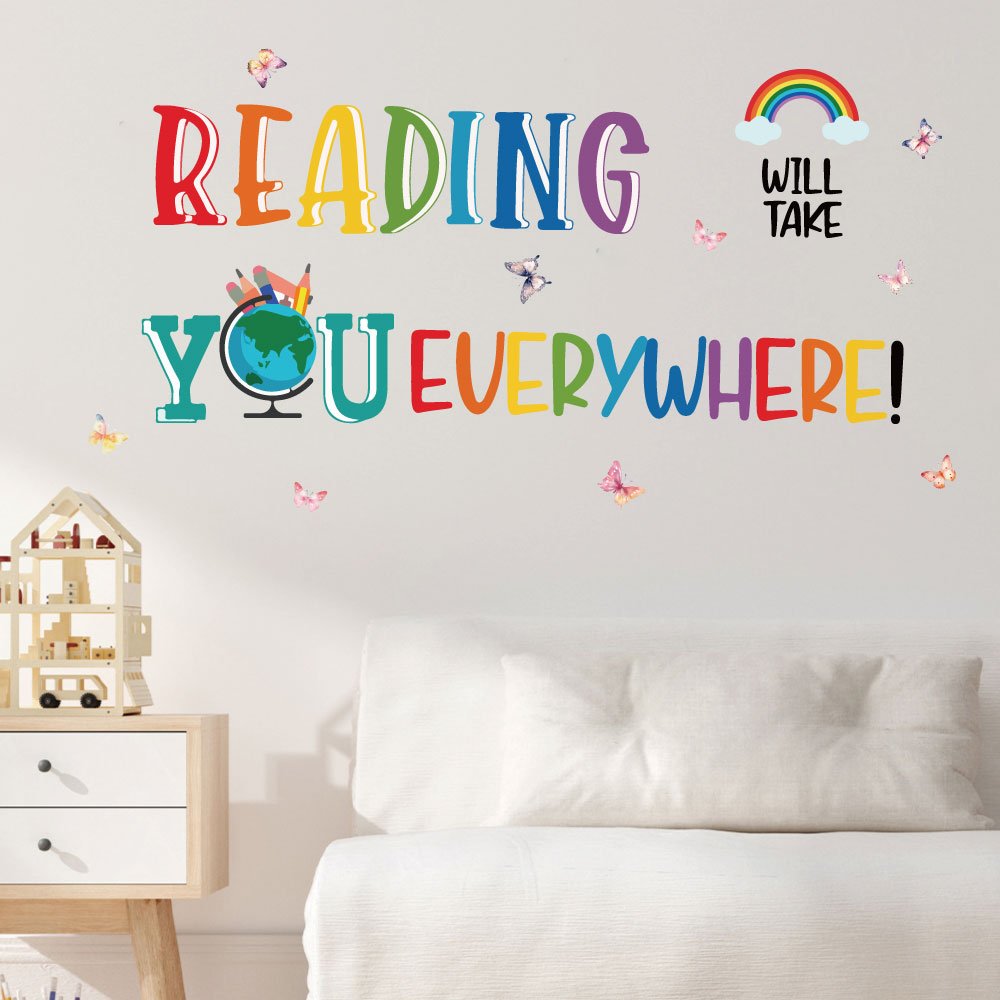 High quality READING Inspirational slogan wall art sticker die cut sticker for home decor living room kids room