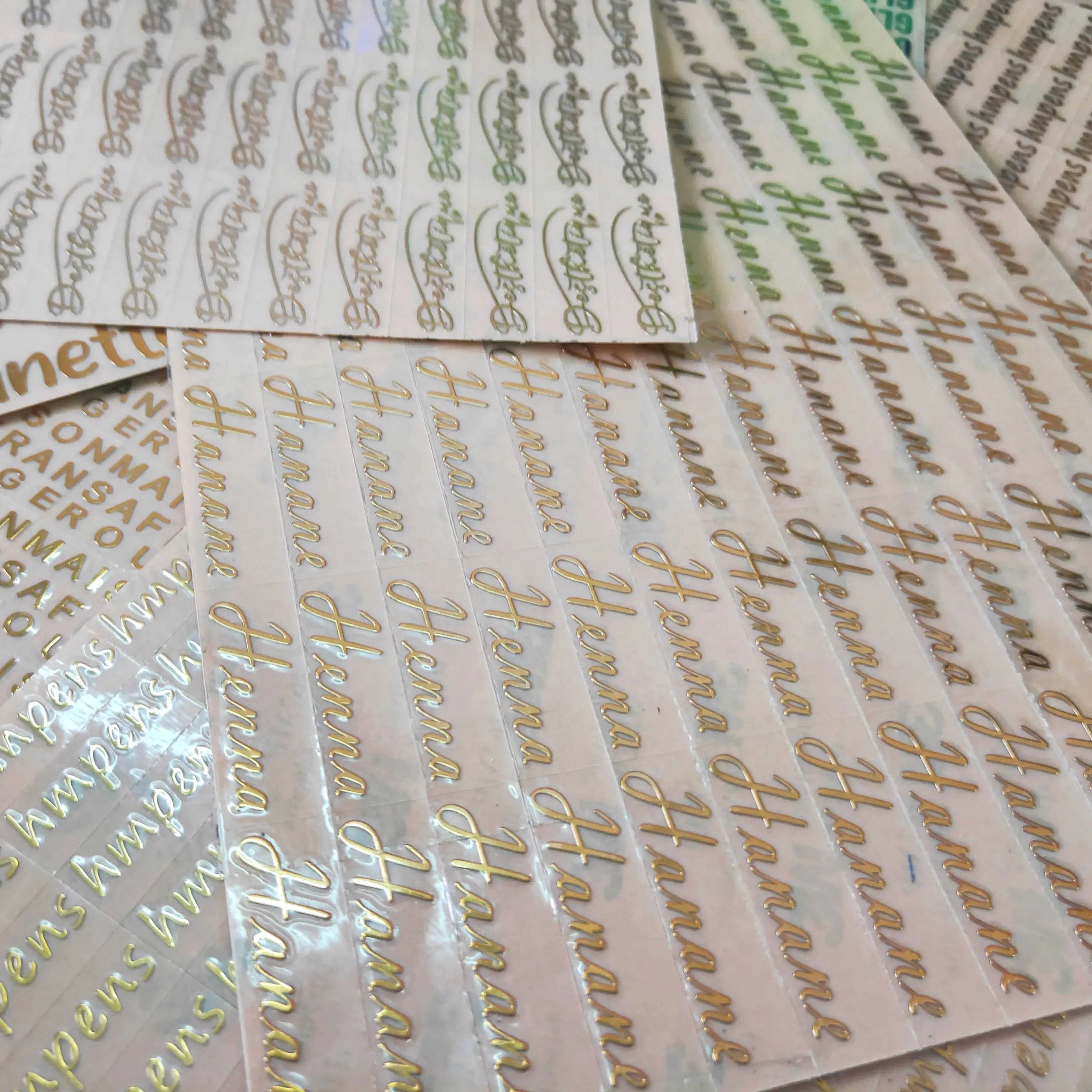 Metal transfer printing sticker 3D custom logo name custom waterproof adhesive large