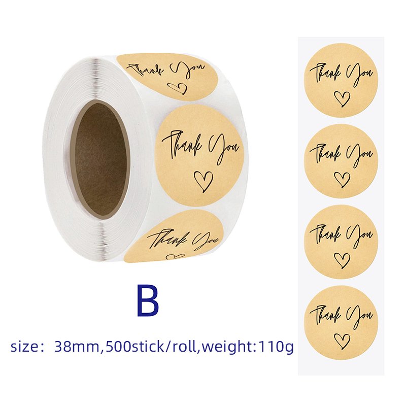 Thank You card circular sealing sticker, baking packaging bag, biscuit bag decoration sticker Fashion Printing logo