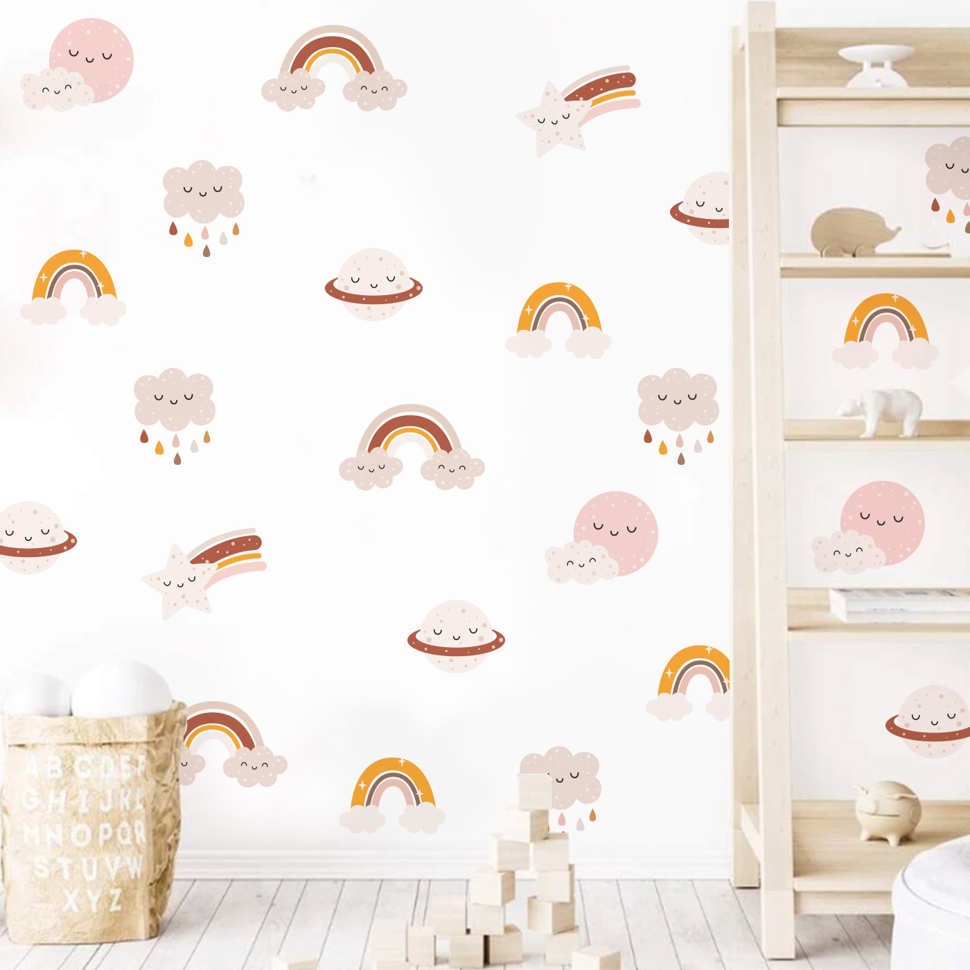 Funlife Nursery Self-Adhesive Kids Rainbow Wallpaper Wall Stickers Removable Decorative Baby's Room Oil Proof Eco-friendly PVC