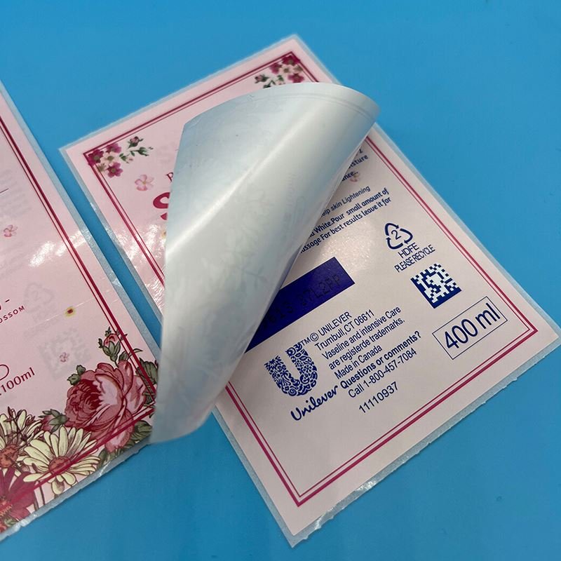 HJH9411 Custom printed adhesive vinyl waterproof logo stickers roll skin care face label sticker