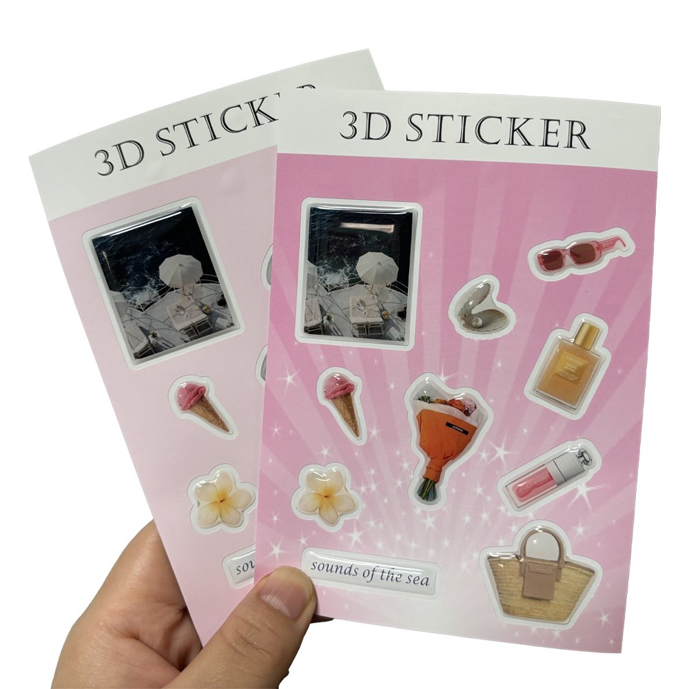 Custom 3D Printing Adhesive Epoxy Dome Resin Gel Sticker, A6 Paper Piece Hybrid Design for Phone Case Cover