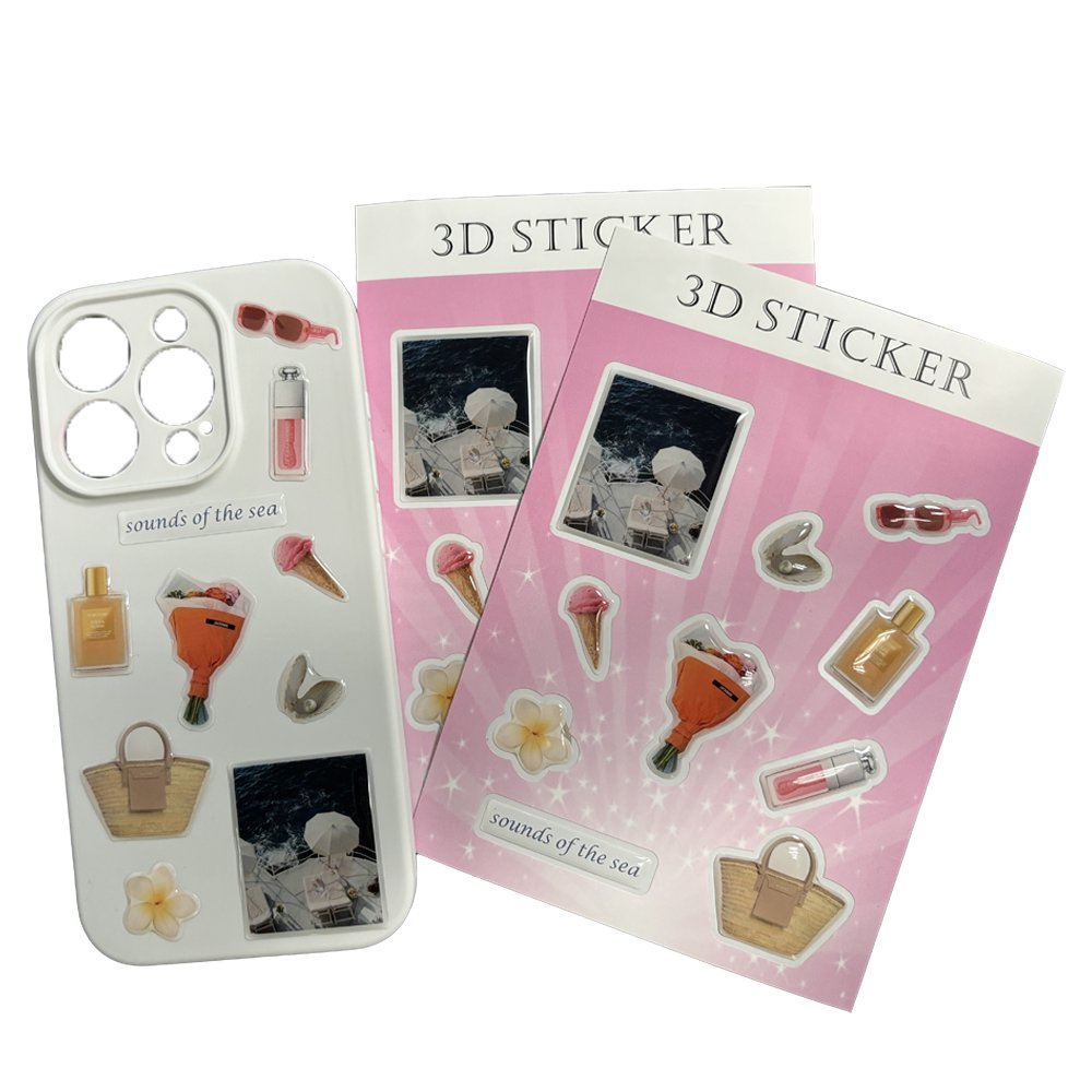 Custom 3D Printing Adhesive Epoxy Dome Resin Gel Sticker, A6 Paper Piece Hybrid Design for Phone Case Cover