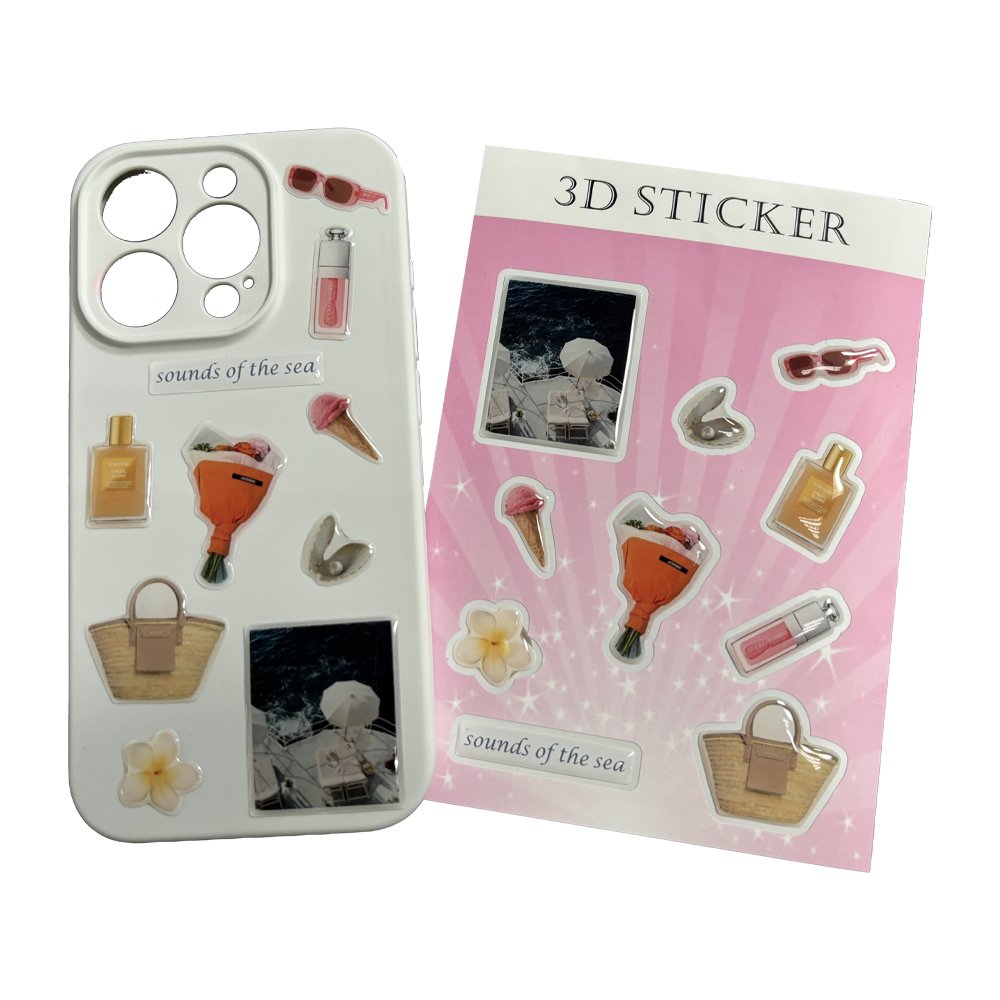 Custom 3D Printing Adhesive Epoxy Dome Resin Gel Sticker, A6 Paper Piece Hybrid Design for Phone Case Cover