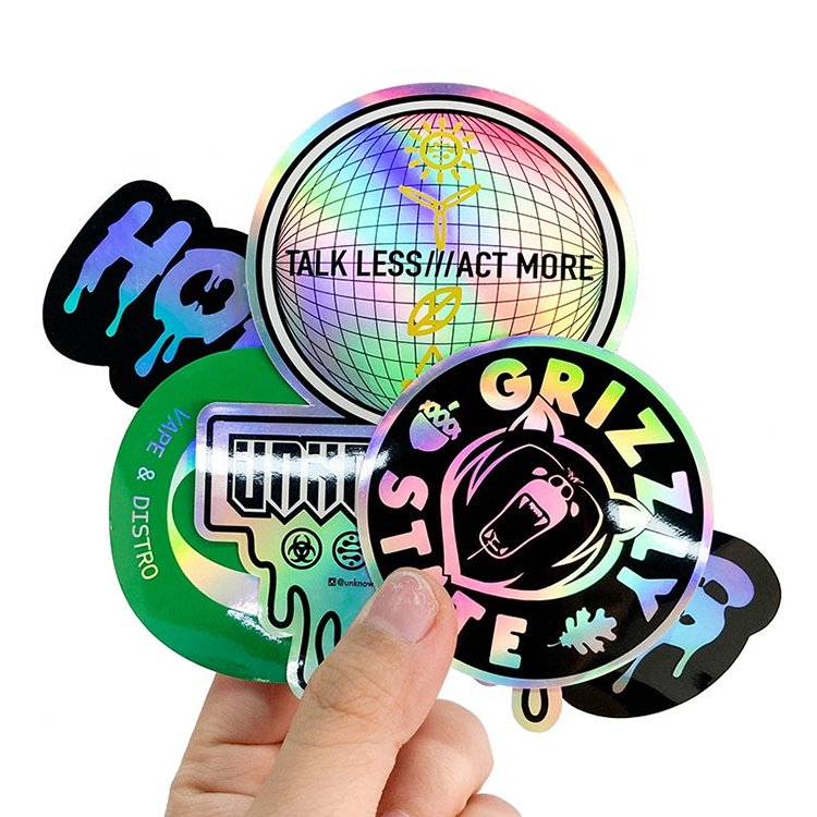 Permanent Vinyl Holographic Logo Stickers Decorative Custom Printed Laser Die Cut Hologram Sticker