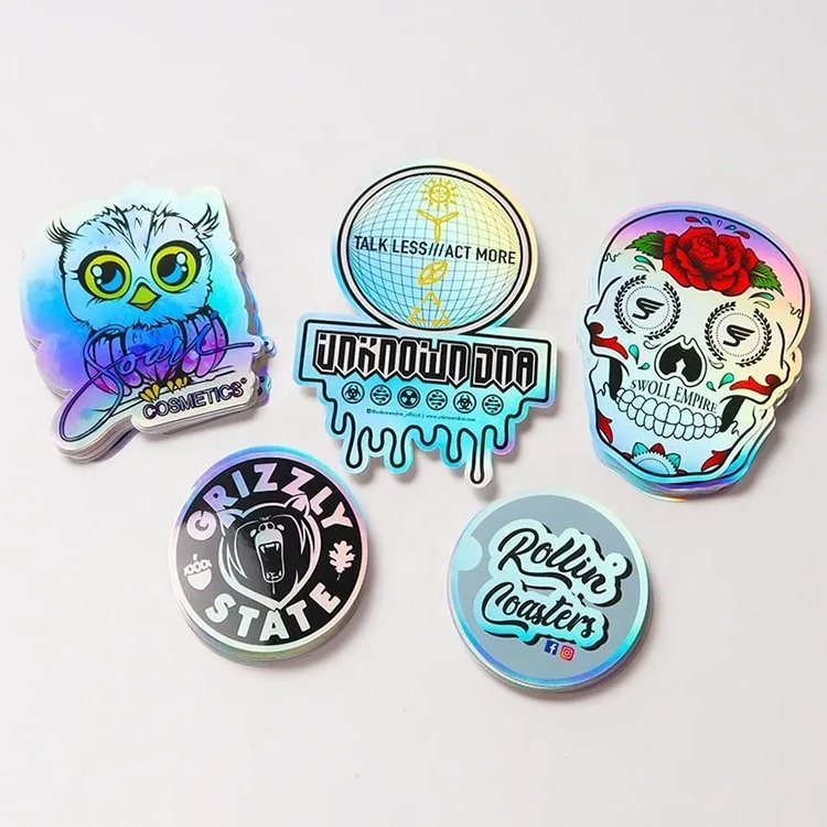 Permanent Vinyl Holographic Logo Stickers Decorative Custom Printed Laser Die Cut Hologram Sticker