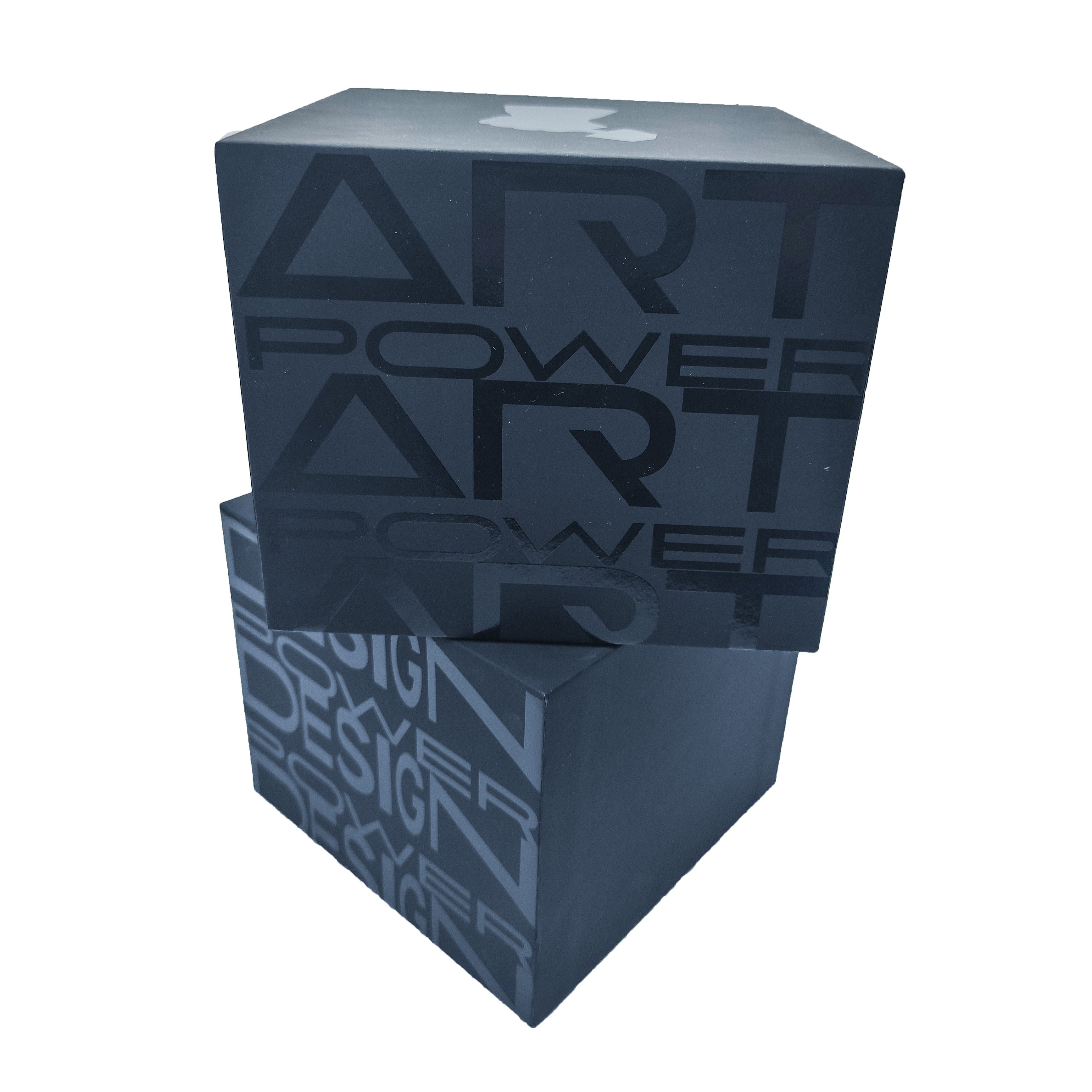 Factory Direct Customized Logo Black Tactile Crystal Art Packaging Box Coated Paper Foil Embossing Jewelry Stickers