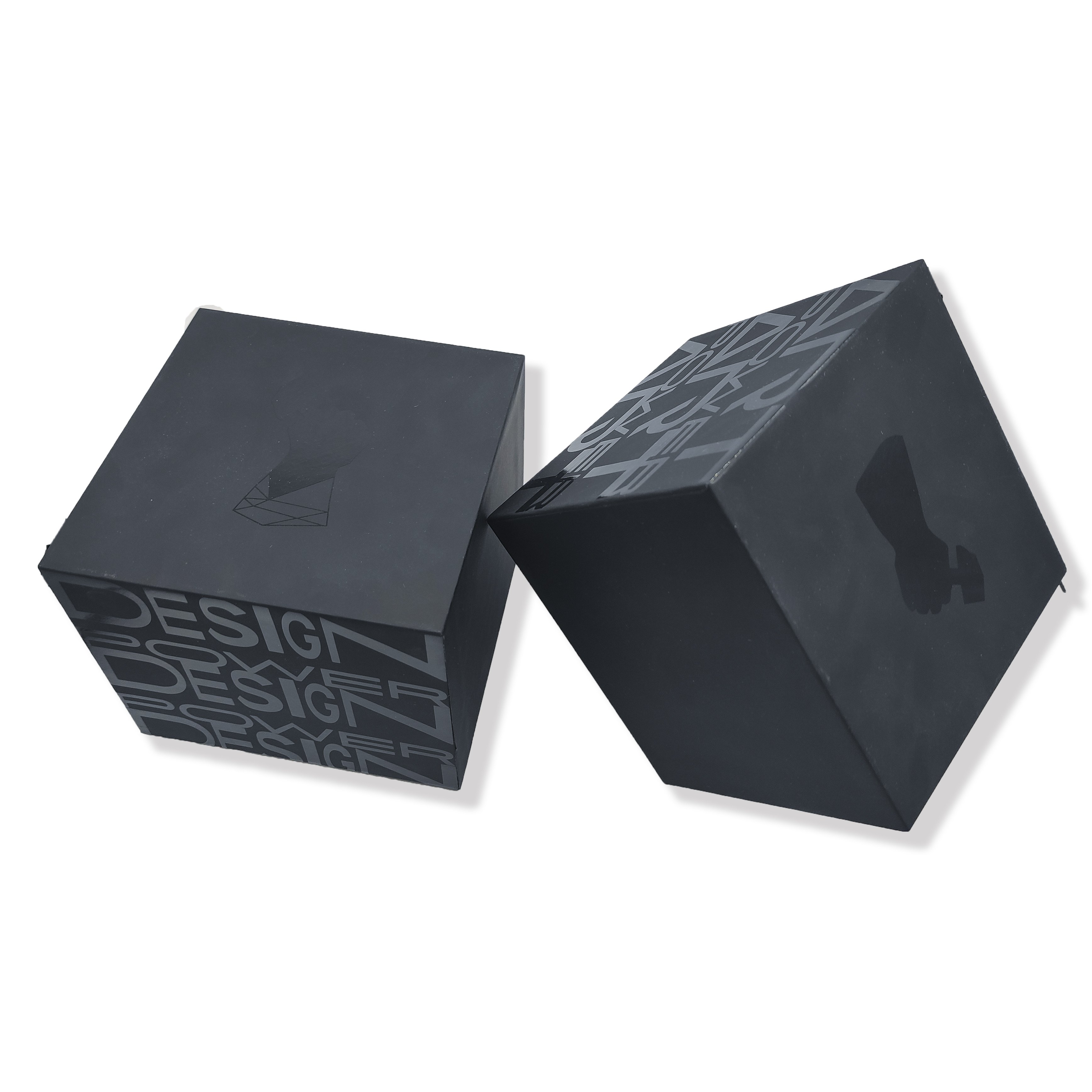 Factory Direct Customized Logo Black Tactile Crystal Art Packaging Box Coated Paper Foil Embossing Jewelry Stickers