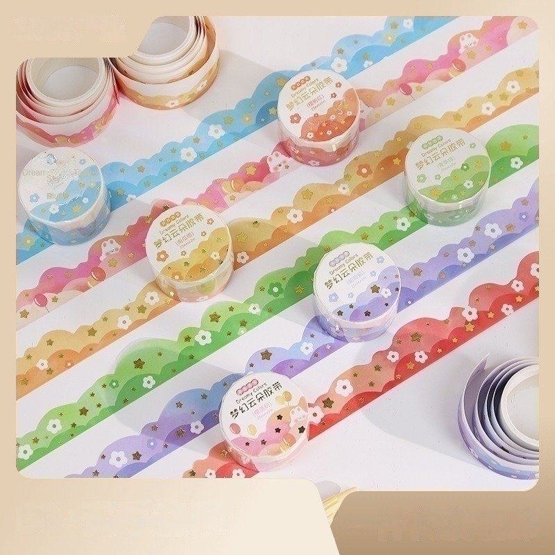 2M/Roll dream clouds tape creative handbook stickers gradient clouds shaped washi collage material