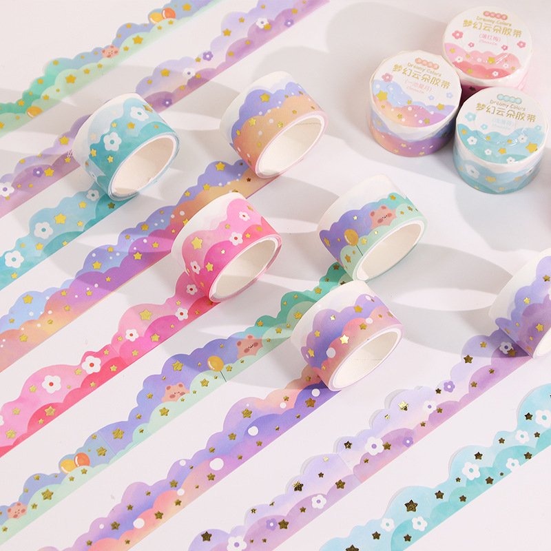 2M/Roll dream clouds tape creative handbook stickers gradient clouds shaped washi collage material