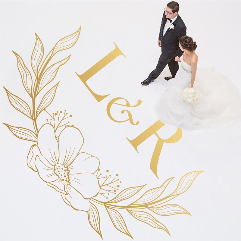 Wedding floor sticker free custom waterproof vinyl monogram initial dance floor wedding decal sticker