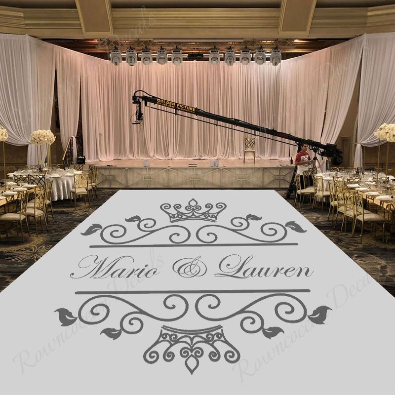 Wedding floor sticker free custom waterproof vinyl monogram initial dance floor wedding decal sticker