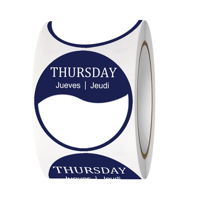7 Rolls/1000 Piece Set Day Of The Week Rotation Label Food 1 x 1 Inch Removable Monday To Sunday Label Sticker